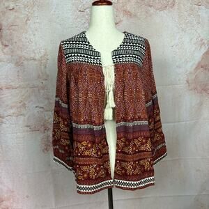 ENTRO boho modern prairie top size S festival southwest global artisan kimono